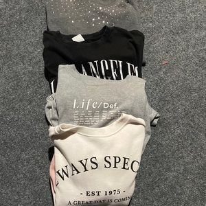 four worn once sweatshirts